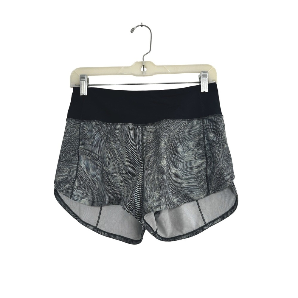 Lululemon‎ Speed Up Mid-Rise Short 4" Dimensional Icing Blue Black Size 4 Womens